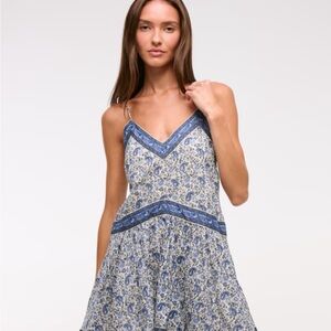 NWT Abercrombie Blue Paisley V-Neck Sundress / skort